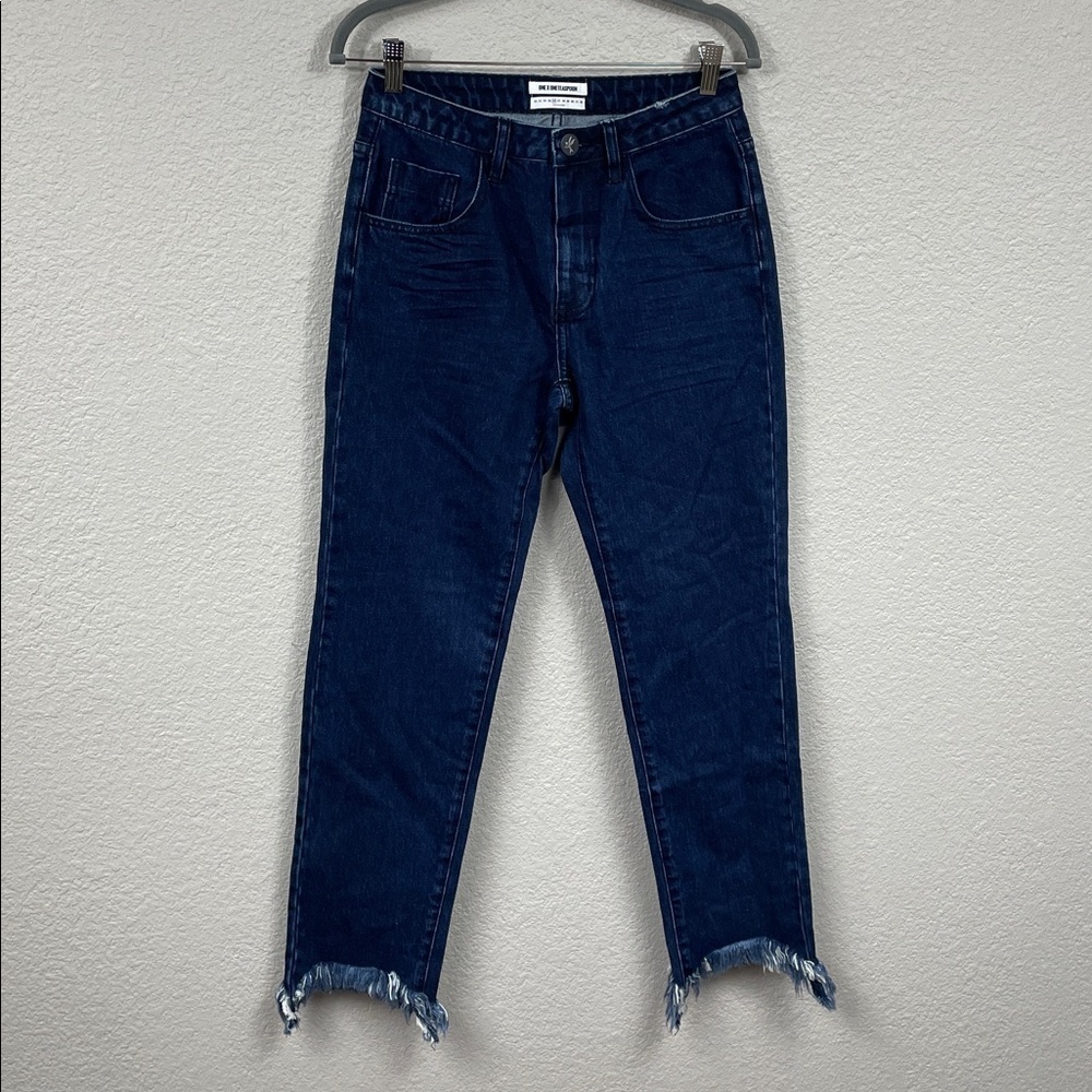 New One Teaspoon Mid Rise Sharkbite Hem Jeans Dark Wash Sz 26